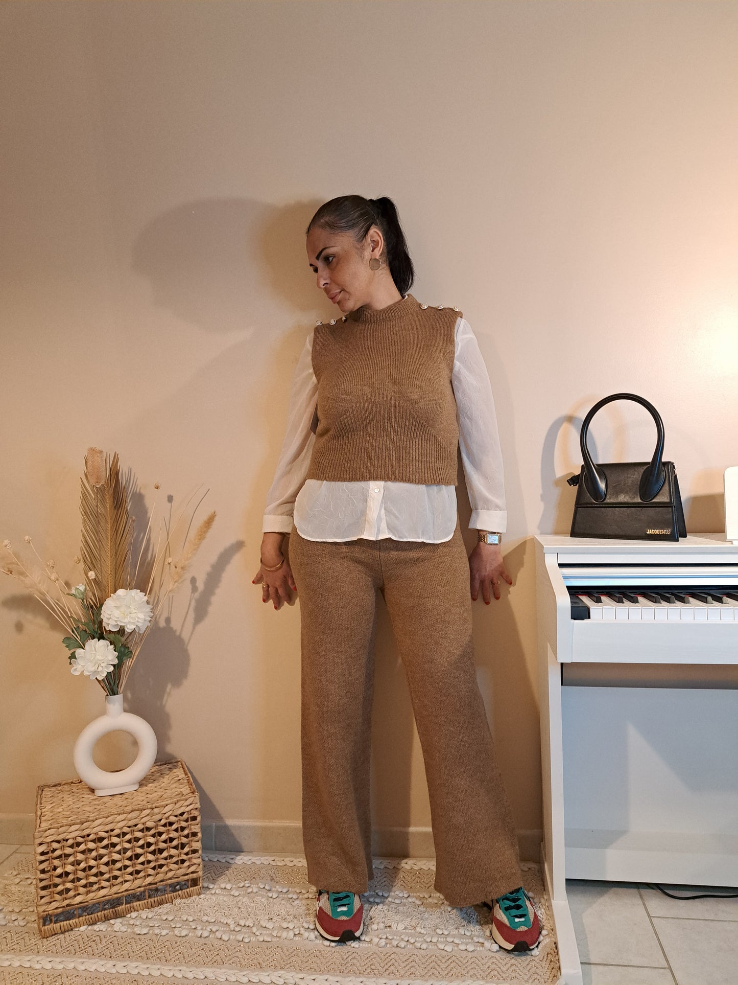 Ensemble en laine couleur marron