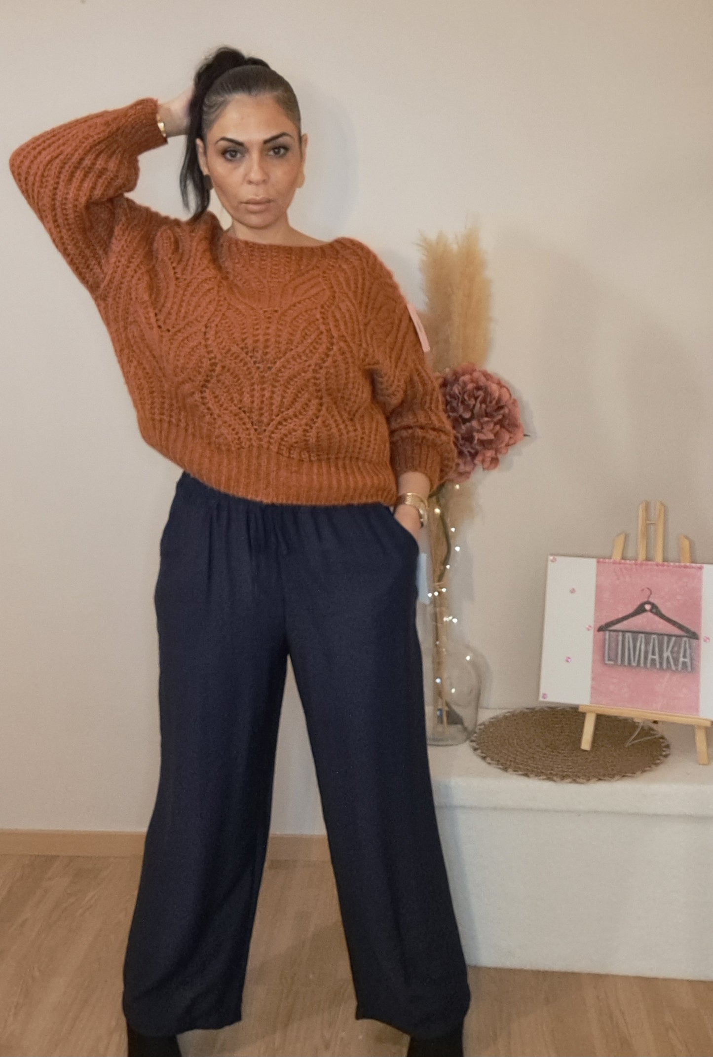 Pantalon fluide couleur bleu marine