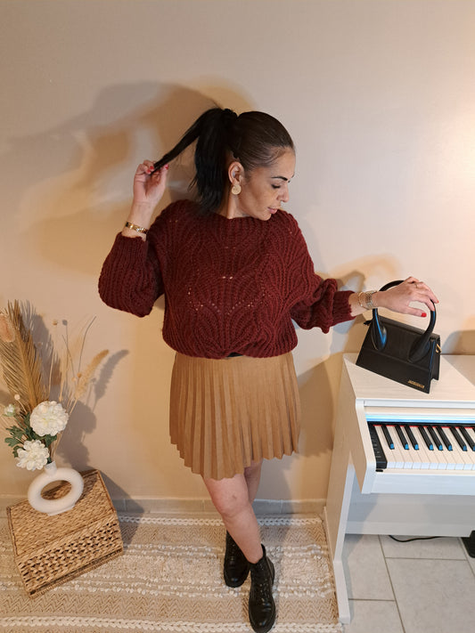 Pull en maille couleur bordeaux