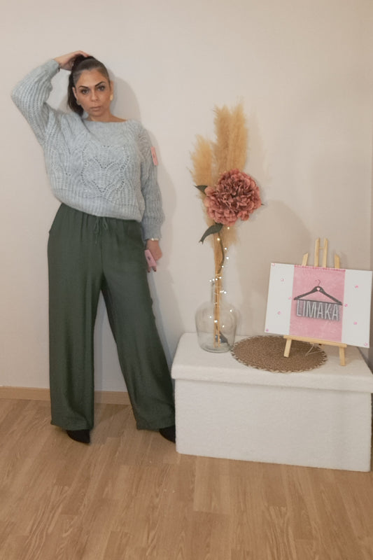 Pantalon fluide couleur kaki