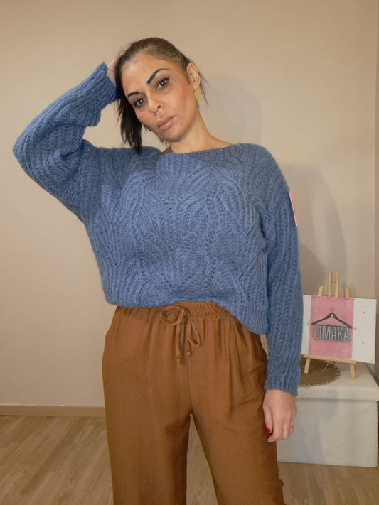 Pull en maille couleur bleu