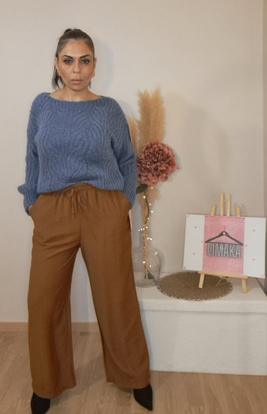 Pantalon fluide couleur marron